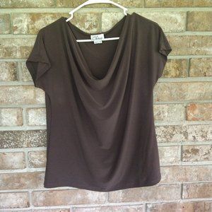 Chaus Brown Cowl neck blouse size P L